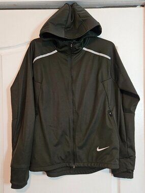 Nike Dri-Fit Flex Shield Waterproof Hooded Running Jacket, Army Green Mens Small